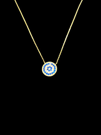 💎 925 Ayar İthal Gümüş Altın Renk Nazar Boncuğu Kolye | Zirkon Taşlı | Koruyucu Şık Tasarım Hediye