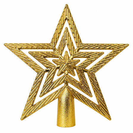 BakGelAl Lüks Yılbaşı Çam Ağacı Tepeliği - 15 cm İç İçe Katmanlı Desenli Gold (Altın) Parlak Yıldız Ağaç Süsü