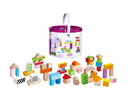 Eichhorn Desenli Kovada Ahşap Bloklar 50 Parça