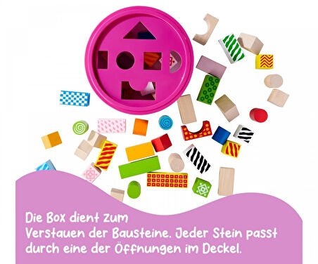 Eichhorn Desenli Kovada Ahşap Bloklar 50 Parça