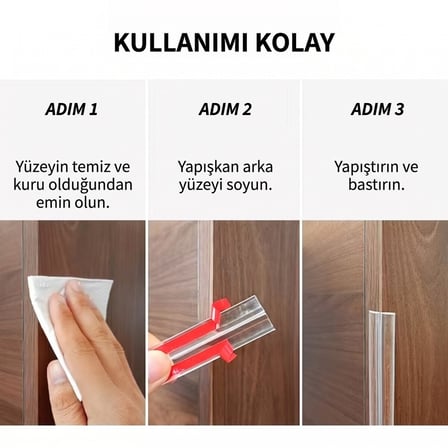 BakGelAl Şeffaf Kenar Koruyucu Şerit Bant (2 Metre) - Kendinden Yapışkanlı Güvenlik Bandı