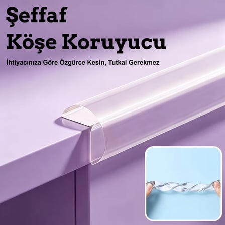 BakGelAl Şeffaf Kenar Koruyucu Şerit Bant (2 Metre) - Kendinden Yapışkanlı Güvenlik Bandı