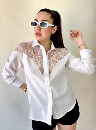 Kadın Püskül Detay Poplin Gömlek Bluz Fırsat Ürün