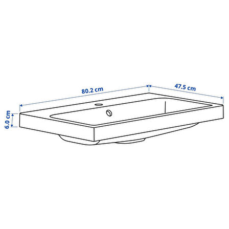 Lavabo, beyaz, 80x48 cm