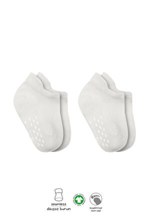 Bistyle 2'Li Sneakers Kaymaz Basic Penye Çorap BS20103 Ekru Ekru