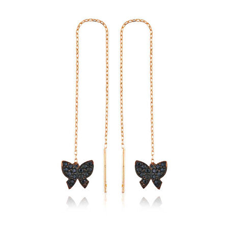 Gümüş Kelebek Zincir Küpe