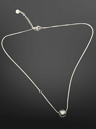 Gümüş Renk Toplu Model 316L Şık Trend Çelik Kolye | Minimalist ve Parlak Tasarım