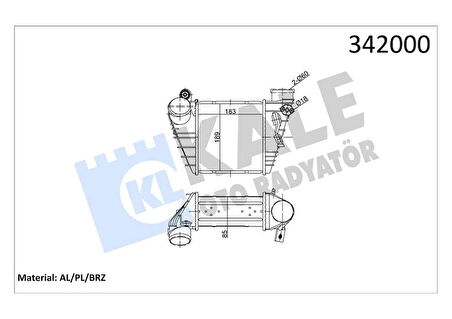TURBO RADYATÖRÜ INTERCOOLER GOLF 4-BORA-A3-OCTAVIA-TOLEDO-LEON 1.9TDI 18310189.51085 AL/PL/B 1J0145805B 1J0145805D 1J0145805H