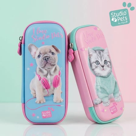 BakGelAl Studio Pets 3D Kabartmalı Kalem Kutusu Kedi Köpek Desenli Fermuarlı Okul Kalemliği küçük
