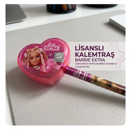 BakGelAl Barbie Extra Lisanslı Kalp Şekilli Kalemtıraş – Pembe Kapaklı Çocuk Okul Kırtasiye Ürünü