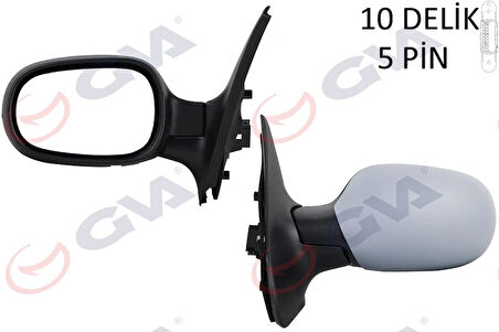 DIŞ DİKİZ AYNASI SOL CLIO 1998 ELEKTRİKLİ ISITMALI ASTARLI ASFERİK 5 FİŞ VM-135EHPAL 7700415329 7701044382
