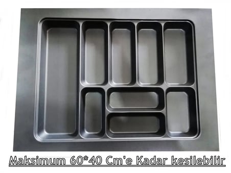  65x49 cm. 9 Gözlü Antrasit Çekmece Içi Kaşıklık 55x41 Cm'e Kadar Kesebilirsiniz