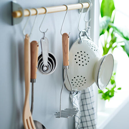 Patates ezici, paslanmaz çelik-kayın, 30 cm