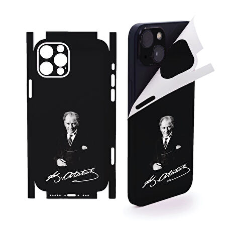 Apple İphone 15 için full kaplama koruma sticker kılıfsız kullanım çizilme önleyici ATATÜRK 3