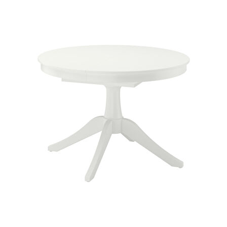 Yuvarlak yemek masası, beyaz, 4-6 kişilik, açılabilir, 110/155 cm