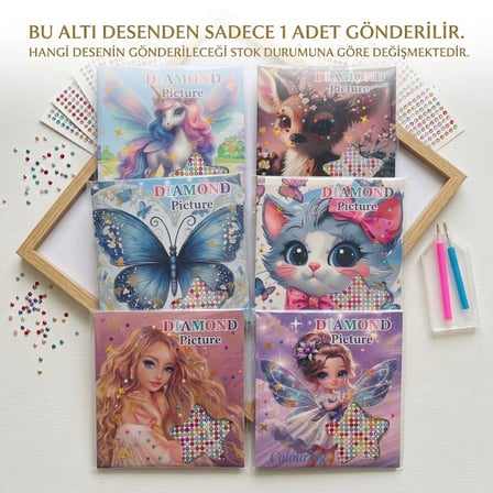 BakGelAl Mikro Elmas Taş Yapıştırma Süsleme Ve Boyama Kitabı - Renkli Kristal Taşlı Prenses Tasarım Etkinlik Seti