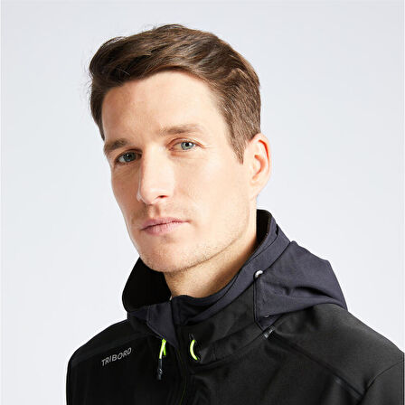 Erkek Rüzgar Kesen Yelkenli Montu - Açık Gri/Siyah - Softshell 500 - 2XL
