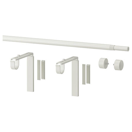 Perde çubuğu seti, beyaz, 120-210 cm