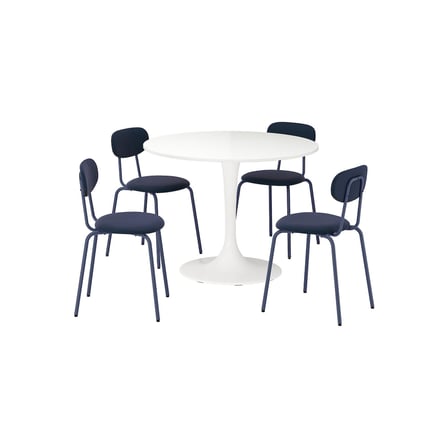 Mutfak masası takımı , beyaz/Remmarn koyu mavi, 4 sandalyeli, sabit, 103 cm
