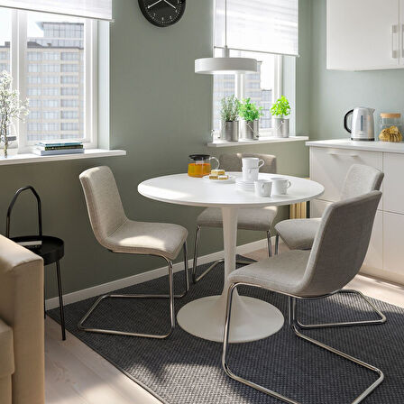 Mutfak masası takımı, beyaz/Viarp bej-kahverengi, 4 sandalyeli