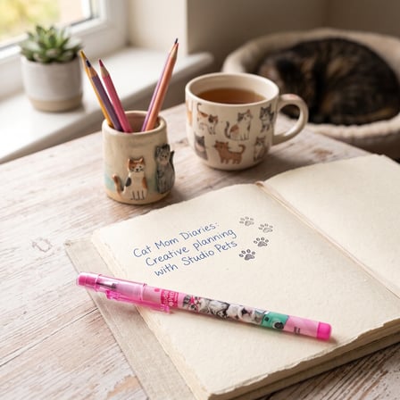 BakGelAl Studio Pets Yumurtlayan Kurşun Kalem – Sevimli Kedi Desenli Çocuk Okul Kırtasiye Kalemi