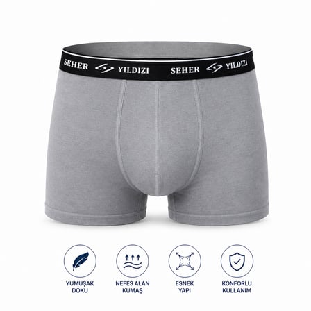 Seher Erkek Likralı Boxer-Gri-L