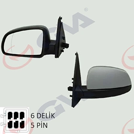 DIŞ DİKİZ AYNASI SOL MERIVA A 2003 ELEKTRİKLİ ISITMALI ASTARLI ASFERİK 5 FİŞ VM-331EHPAL 6428171 13148952