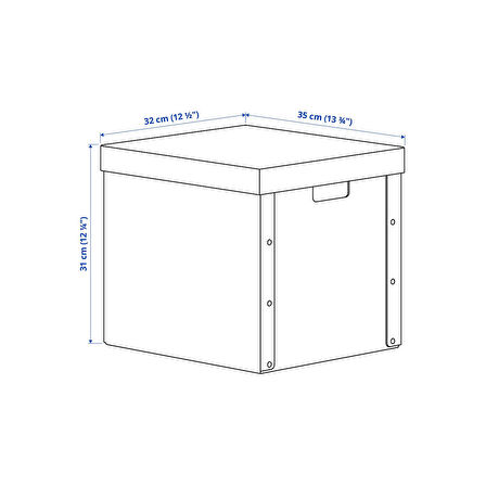 Kapaklı kutu, natürel, 32x35x31 cm