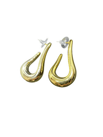 Altın Renk Dokulu Özel Tasarım Şık 316L Hafif Çelik Küpe | Özel Günler, Modern ve Şık Tasarım