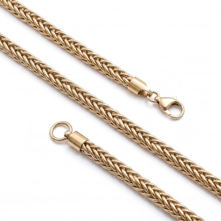 💎 Premium Parlak ve Şık Çelik Oval Zincir Gold Renk Erkek Kolye 4 mm × 55 cm 3183ECK008