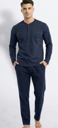 %100 Pamuk Selanik Örme Uzun Kol Erkek Pijama Takımı Kışlık