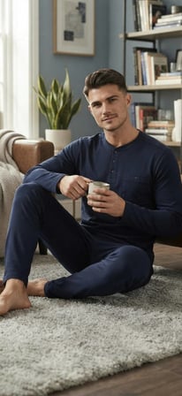 %100 Pamuk Selanik Örme Uzun Kol Erkek Pijama Takımı Kışlık