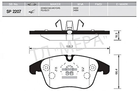 ÖN FREN BALATASI FİŞLİ P407 2004-2010 2.0 HDI P508 2010-2018 C5 1.6 1.8 2.0 1.6 HDI-2.0 HDI 2008-2016 4254 A7 1610103880 1647863380
