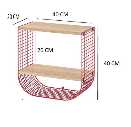 Pajaro Rojo çok fonksiyonlu 2 Katlı Kırmızı Duvar Rafı,  düzenleyici raf, kitaplık,