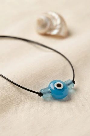 Handmade Bohem Açık Mavi Nazar Kolye
