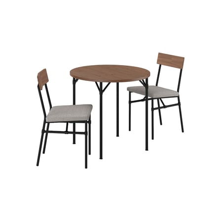 Mutfak masası takımı , çam kahverengi vernikli-Tibbleby koyu bej, 2 sandalyeli, sabit, 80 cm