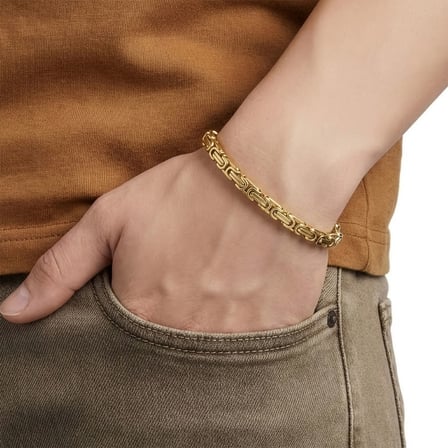💎 Premium Kral Çelik Zincir Bileklik 6mm 3183CZB2D3  - 20 cm - Siyah Renk