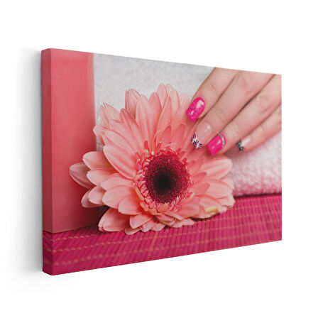 Modern Nail Art Gerbera Çiçeği Tasarımı Kanvas Tablo