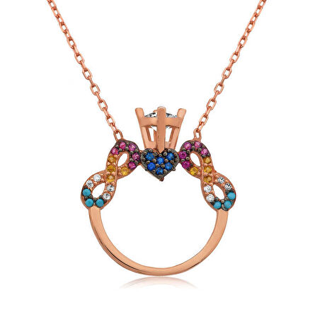 Gümüş Tek Taş Sonsuz Aşk kadın Kolye