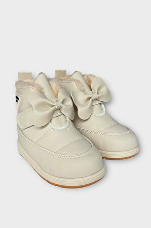 İçi Kürklü Cırtlı Kız Çocuk Bebek Ayakkabısı  BEJ