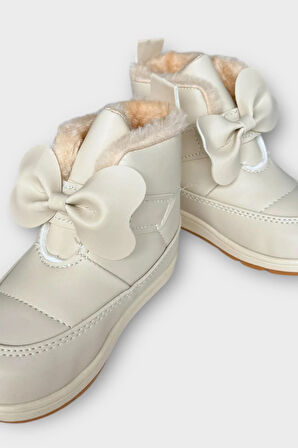 İçi Kürklü Cırtlı Kız Çocuk Bebek Ayakkabısı  BEJ