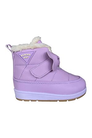 İçi Kürklü Cırtlı Kız Çocuk Bebek Ayakkabısı  Lila