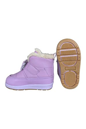 İçi Kürklü Cırtlı Kız Çocuk Bebek Ayakkabısı  Lila