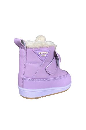 İçi Kürklü Cırtlı Kız Çocuk Bebek Ayakkabısı  Lila