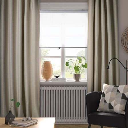 Karartma perde/2 kanat, bej, 145x300 cm, loş ışık, polyester