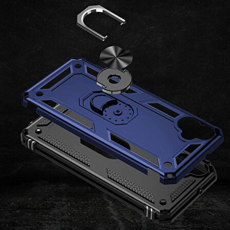 Samsung Galaxy A05 ile Uyumlu Kılıf Tam Koruma Yüzüklü Standlı Tank Gövdeli Telefon Kılıfı Kapak