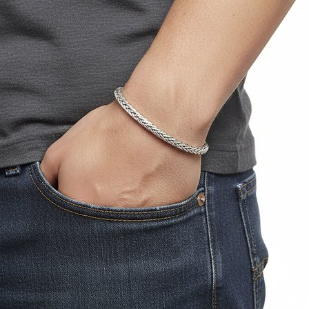 💎 Premium Tilki Kuyruğu 316L Çelik Zincir Bileklik 4mm Yuvarlak 3183CZB2D1 - Altın Renk - 20 cm