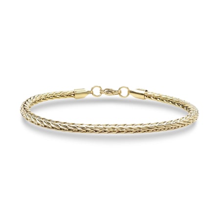 💎 Premium Tilki Kuyruğu 316L Çelik Zincir Bileklik 4mm Yuvarlak 3183CZB2D1 - Altın Renk - 20 cm