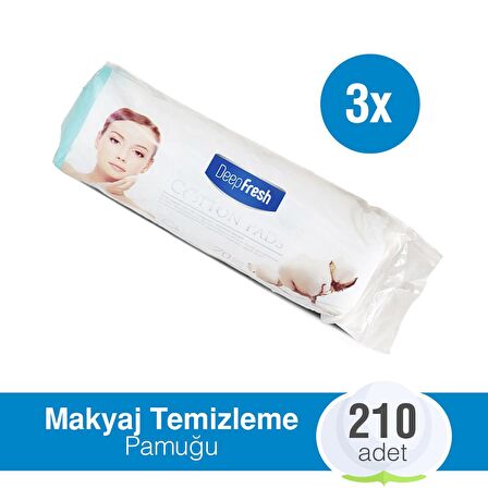 Deep Fresh Makyaj Temizleme Pamuğu 3'lü Paket 210 Adet