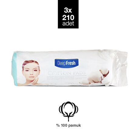 Deep Fresh Makyaj Temizleme Pamuğu 3'lü Paket 210 Adet